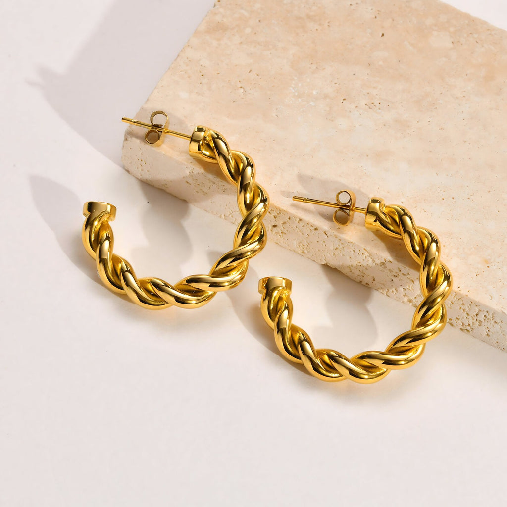 Aurevina Classic Twist Hoop Earrings