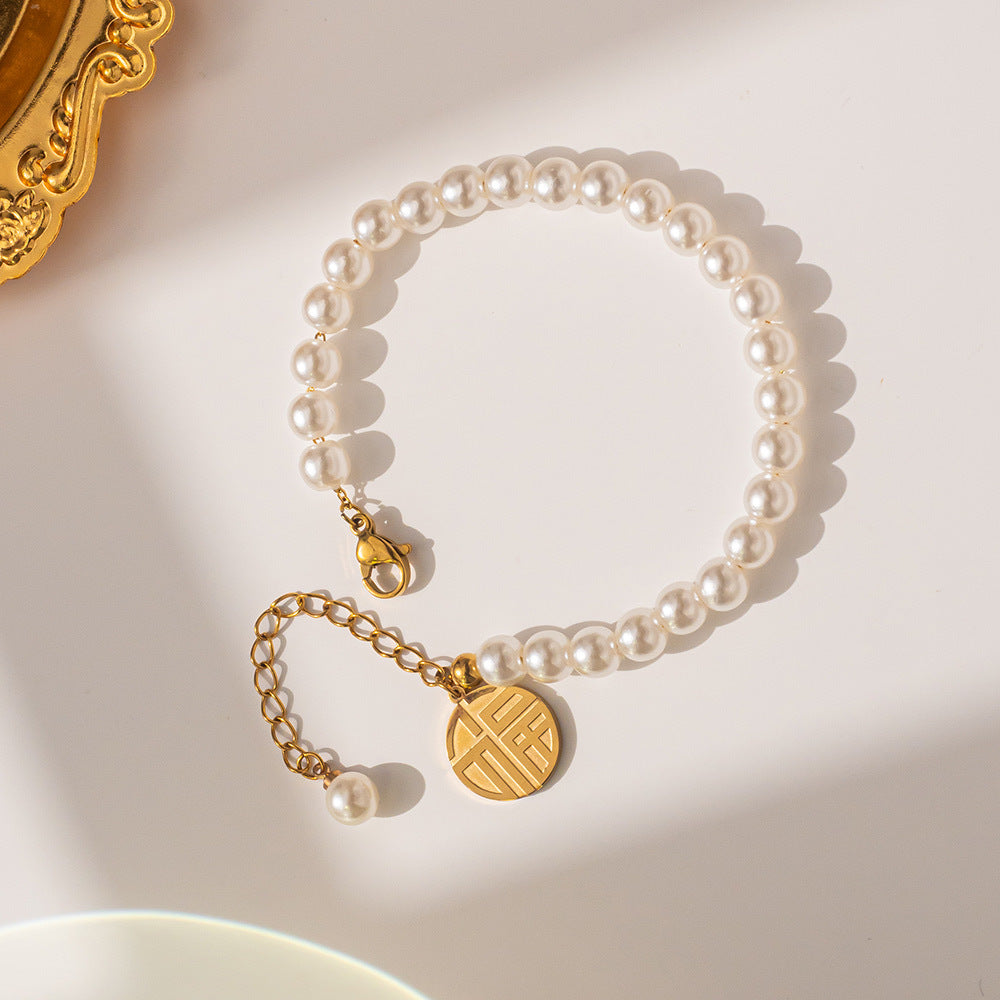 Aurevina Blessing Character Pearl Bracelet