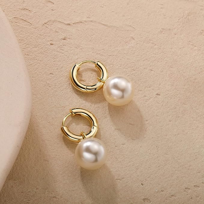 Aurevina Classic Pearl Hoop Earrings