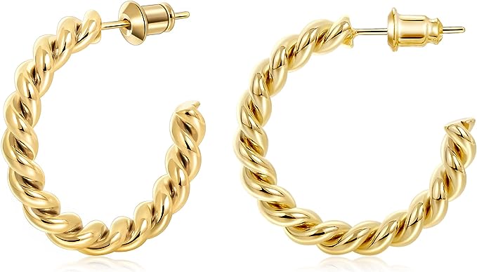 Aurevina Classic Twist Hoop Earrings