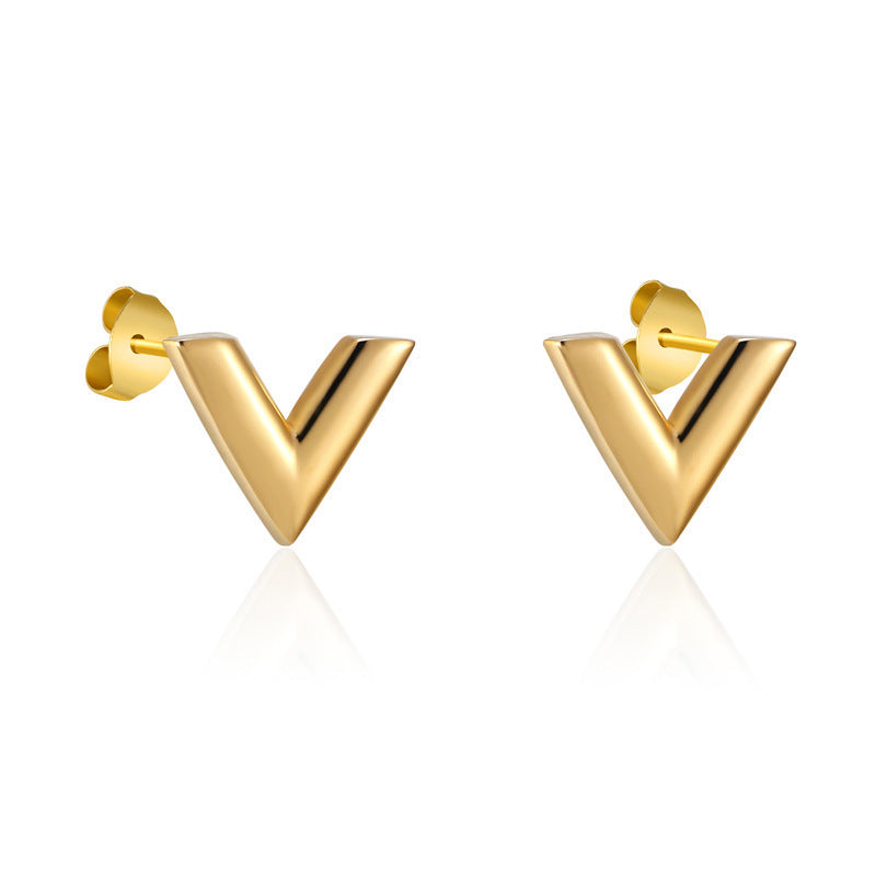 Aurevina Letter V Stud Earrings