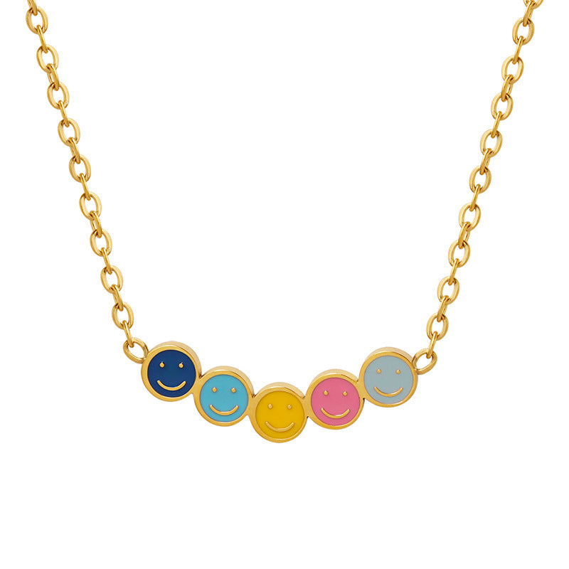 Aurevina Colorful Smile Face Necklace