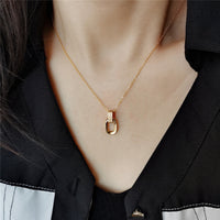 Aurevina Rectangular Pendant Golden Necklace