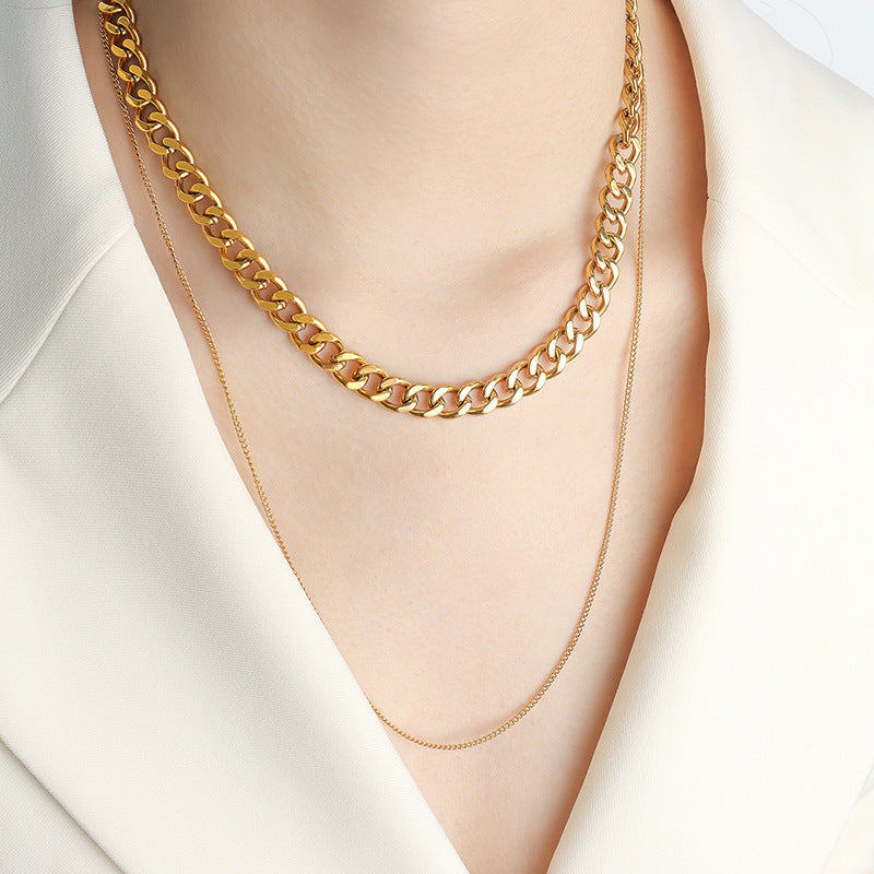 Aurevina Bold Double Chain Necklace