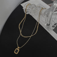 Aurevina Classic Double Layer Necklace with Black Pendant