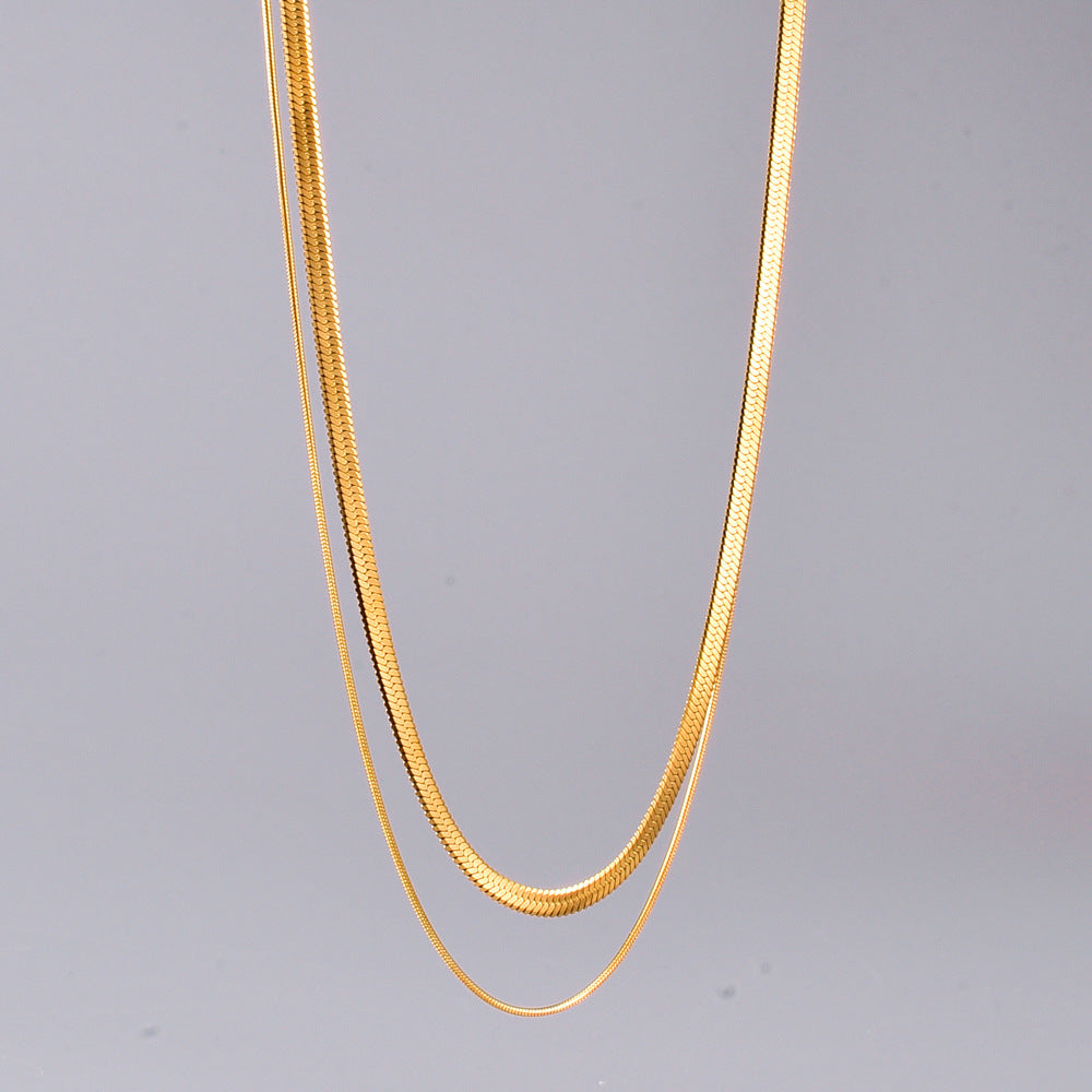 Aurevina Double Herringbone Chain Necklace