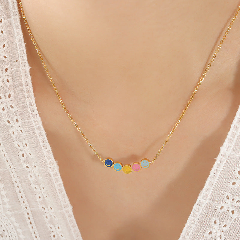 Aurevina Colorful Smile Face Necklace