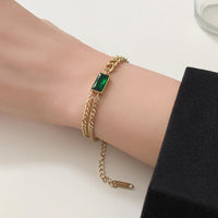 Aurevina Emerald Green Stone Chain Bracelet