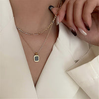 Aurevina Classic Double Layer Necklace with Black Pendant