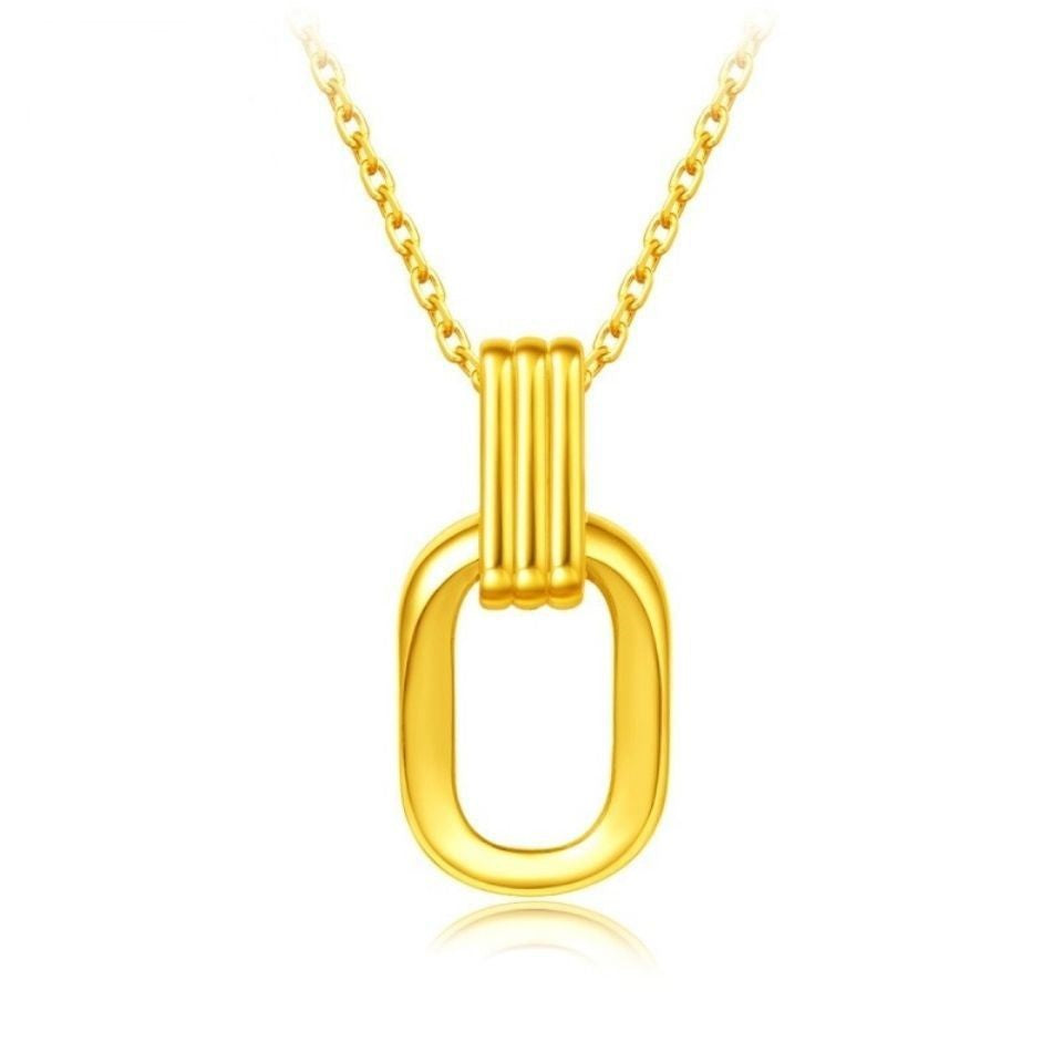 Aurevina Rectangular Pendant Golden Necklace