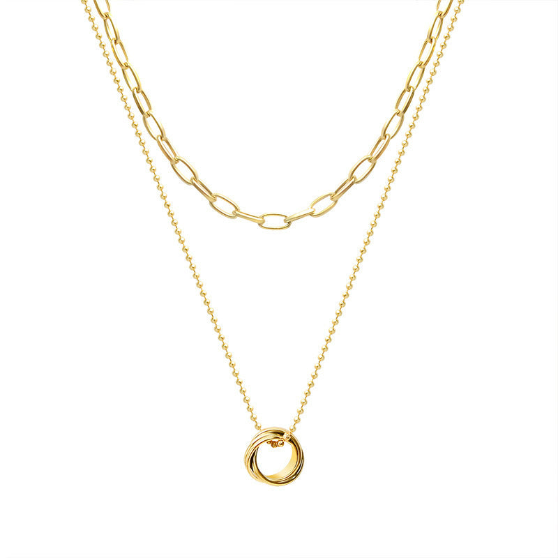 Aurevina Double Ring Double Layer Necklace