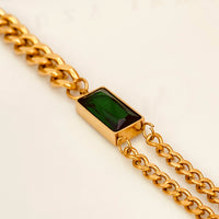 Aurevina Emerald Green Stone Chain Bracelet